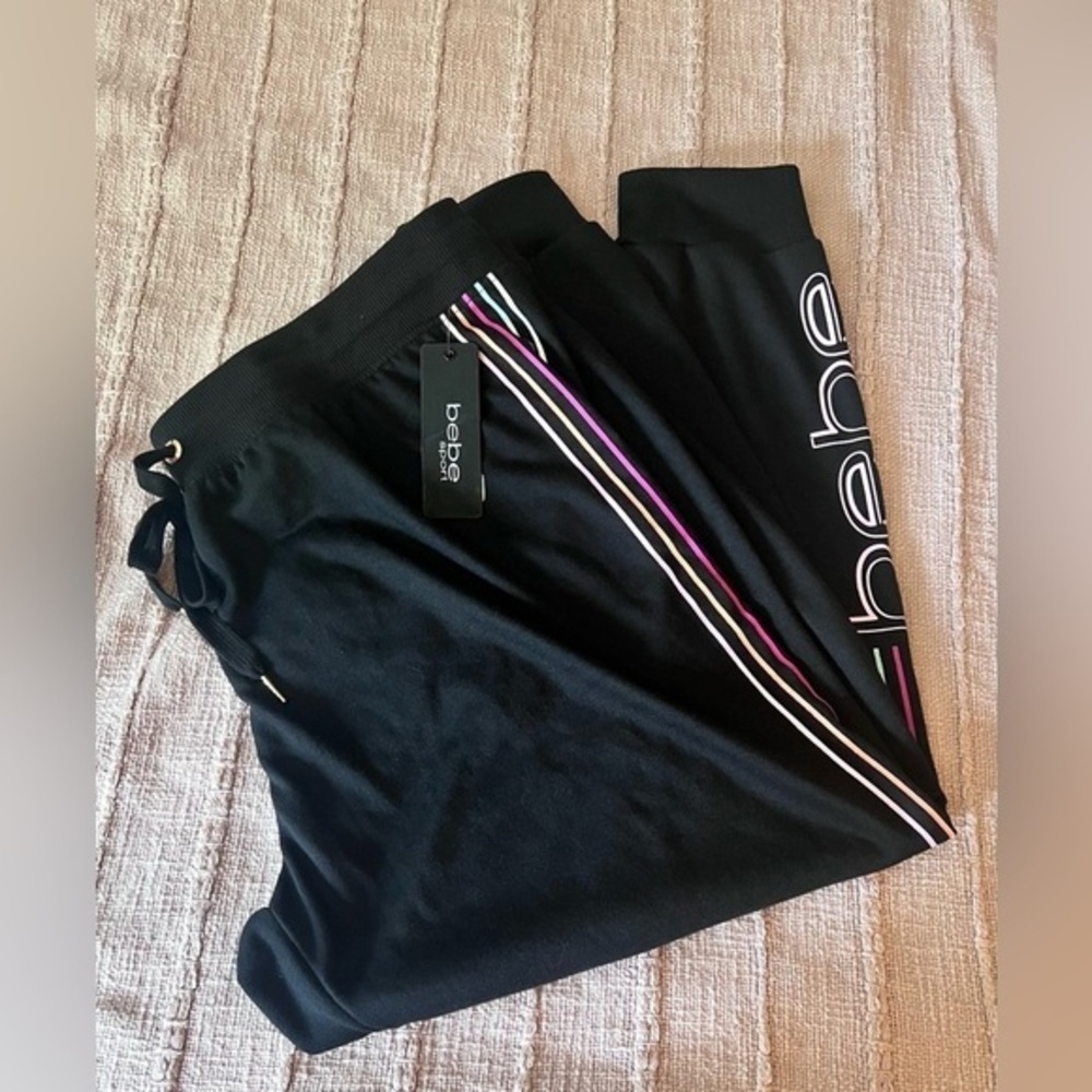 Bebe Sport women’s striped logo joggers‎ size 3x NWT